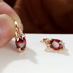 Crimson Red Gemstone Drop Earrings