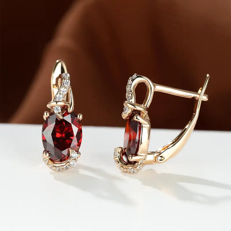 Gold Crimson Twilight Drop Earrings