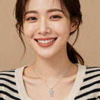 925 Sterling Silver Elegant Moissanite Feather Charm Necklace In Sterling Silver