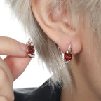 Crimson Red Gemstone Drop Earrings