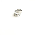 Byrne - Adjustable paw & heart ring with twist design made of silver