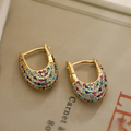 Boho Chic Rainbow Crystal Huggie Earrings