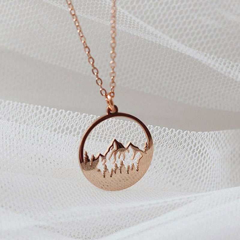 Dainty Pine Tree & Mountain Range Necklace