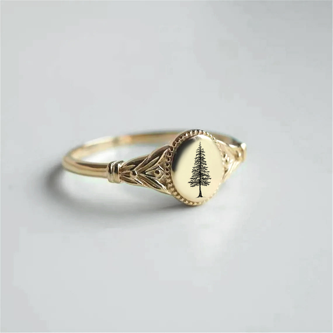 Sterling Silver Pine Tree Ring Conifer Ring Forest Ring
