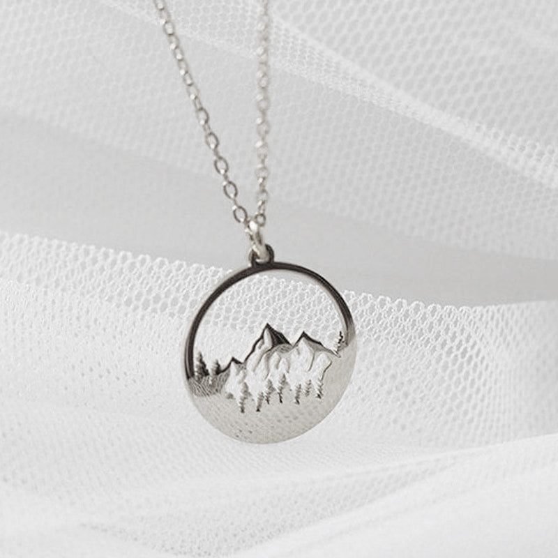 Dainty Pine Tree & Mountain Range Necklace