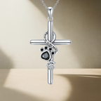 Ezola - Paw & cross necklace in silver