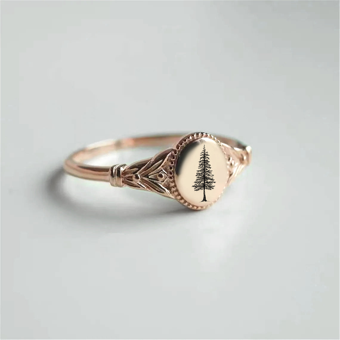 Sterling Silver Pine Tree Ring Conifer Ring Forest Ring