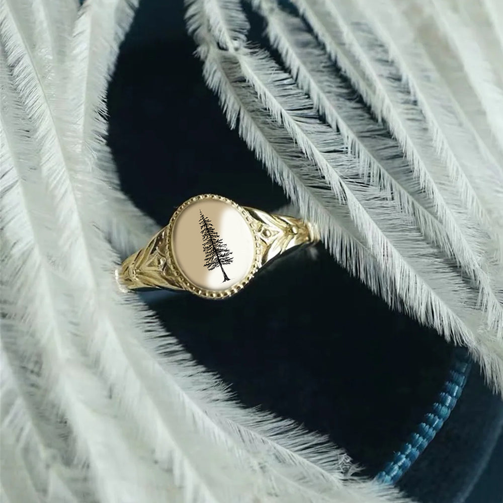 Sterling Silver Pine Tree Ring Conifer Ring Forest Ring