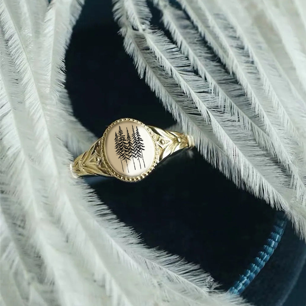 Sterling Silver Pine Tree Ring Conifer Ring Forest Ring