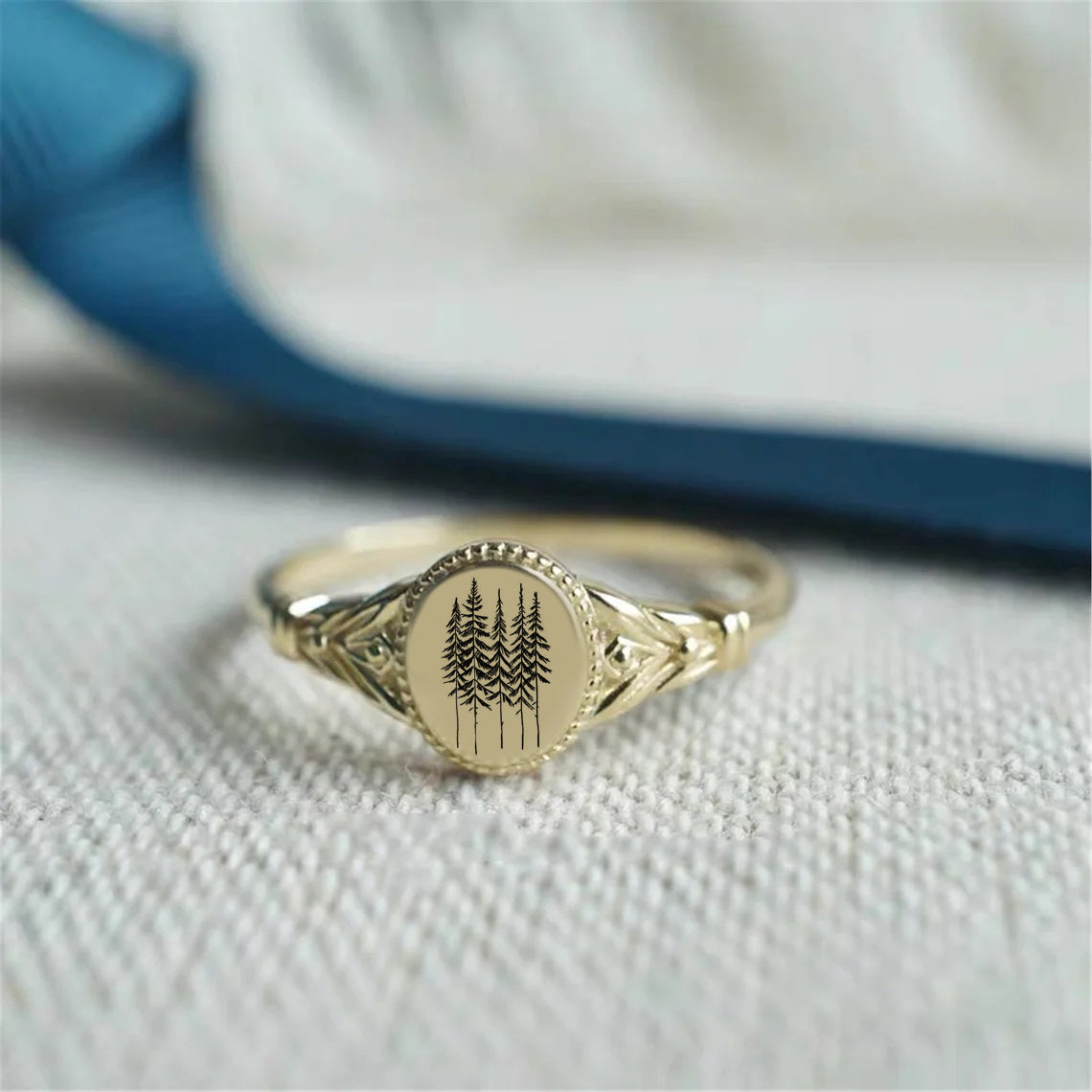 Sterling Silver Pine Tree Ring Conifer Ring Forest Ring