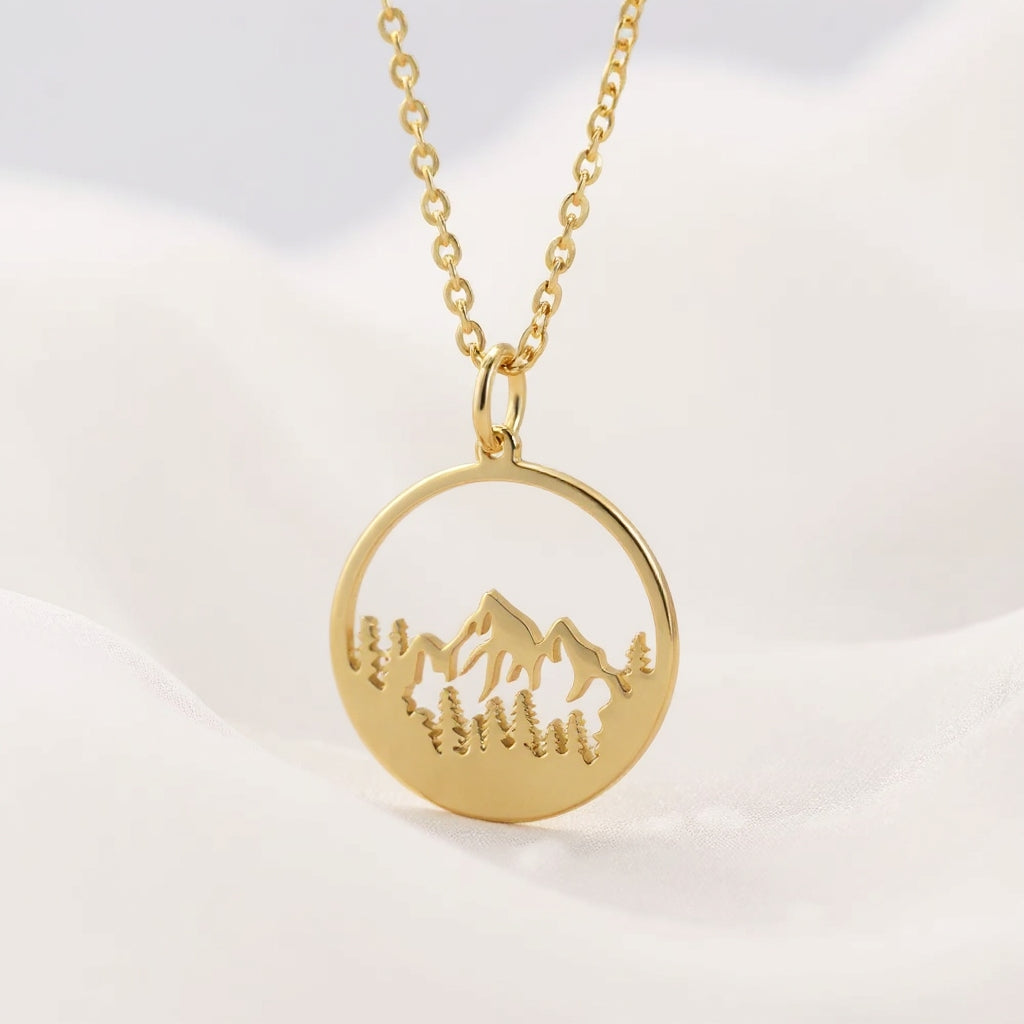 Dainty Pine Tree & Mountain Range Necklace