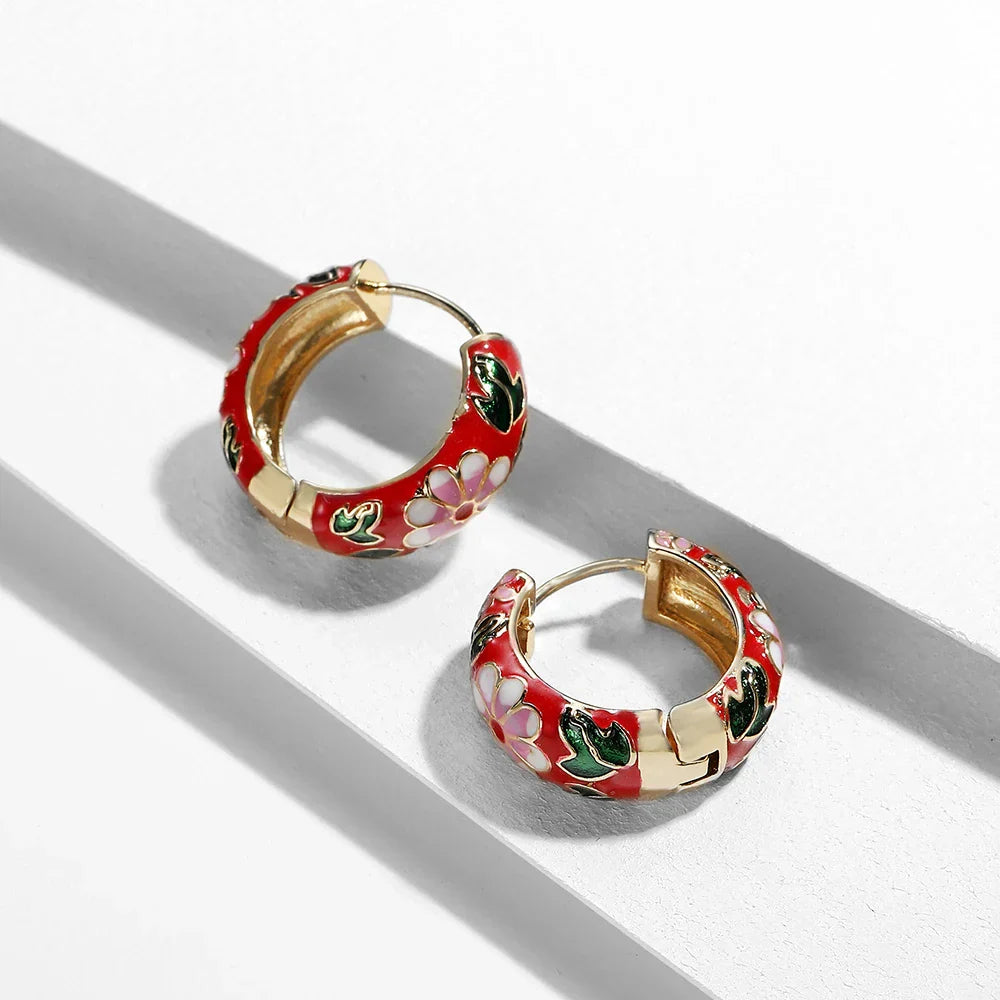 Floral Hoop Earrings