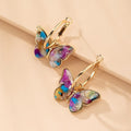 Becky - Multicolor Butterfly Hoop Earrings