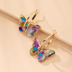 Becky - Multicolor Butterfly Hoop Earrings