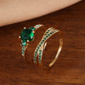 Lily - Emerald Green Crystal Ring Set