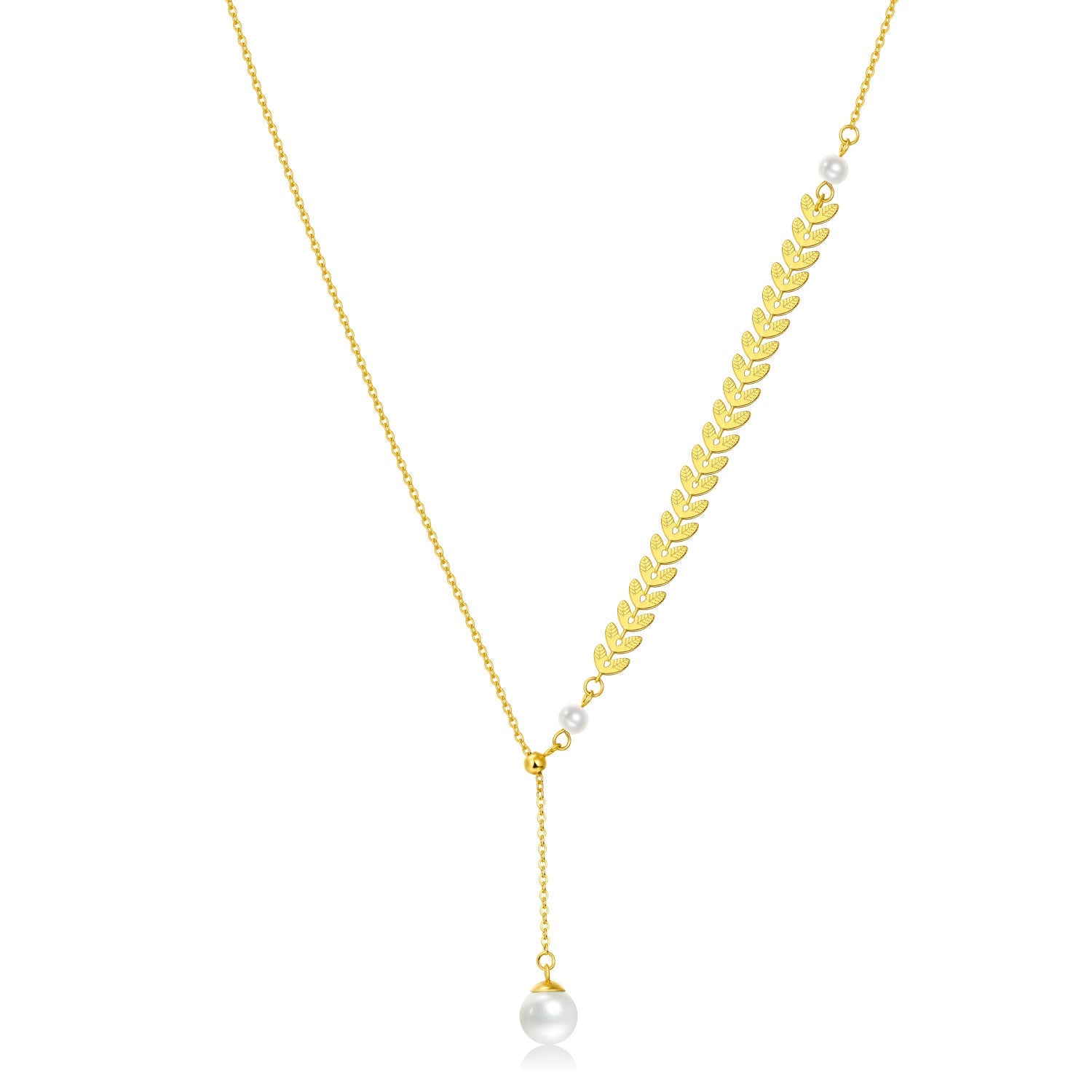 Laurel Leaf Pearl Necklace, Earrings, or Full Set