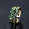 Veena - Emerald Green Crown Ring