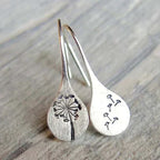Dandelion leaf earrings made of 925 sterling silver