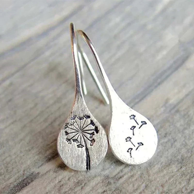 Dandelion leaf earrings made of 925 sterling silver