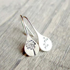 Dandelion leaf earrings made of 925 sterling silver