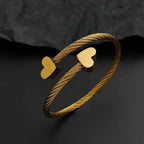 Modern Twisted Wire Heart Bangle
