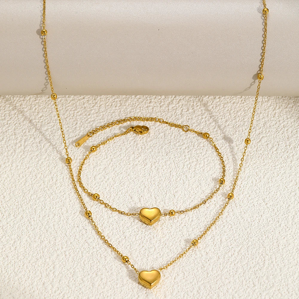 Dainty Heart Pendant Jewelry Set
