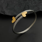 Modern Twisted Wire Heart Bangle