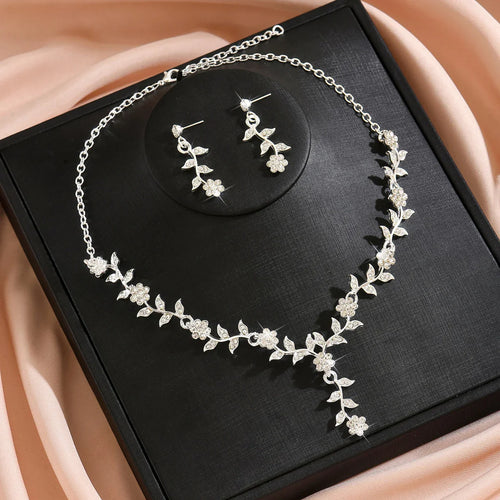 Botanical Flower Necklace & Dangle Earrings