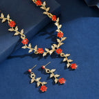Botanical Flower Necklace & Dangle Earrings