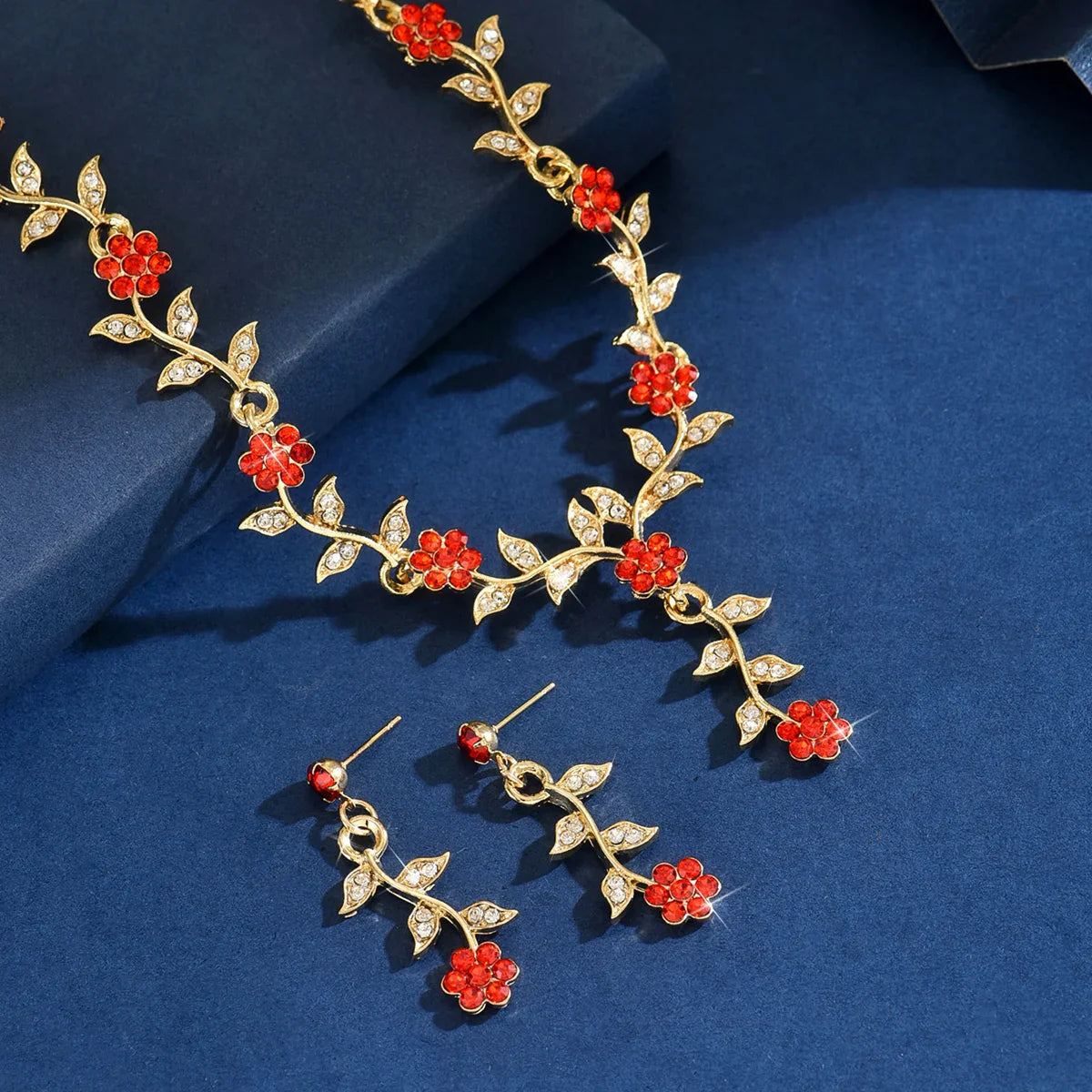 Botanical Flower Necklace & Dangle Earrings