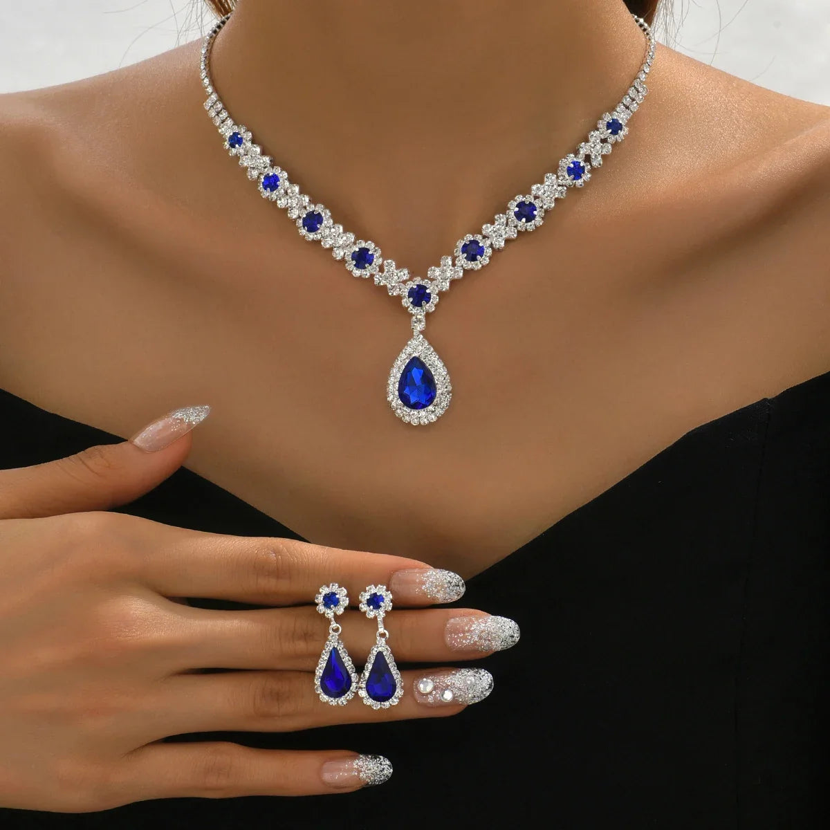 Elegant Sterling Silver Gem Set