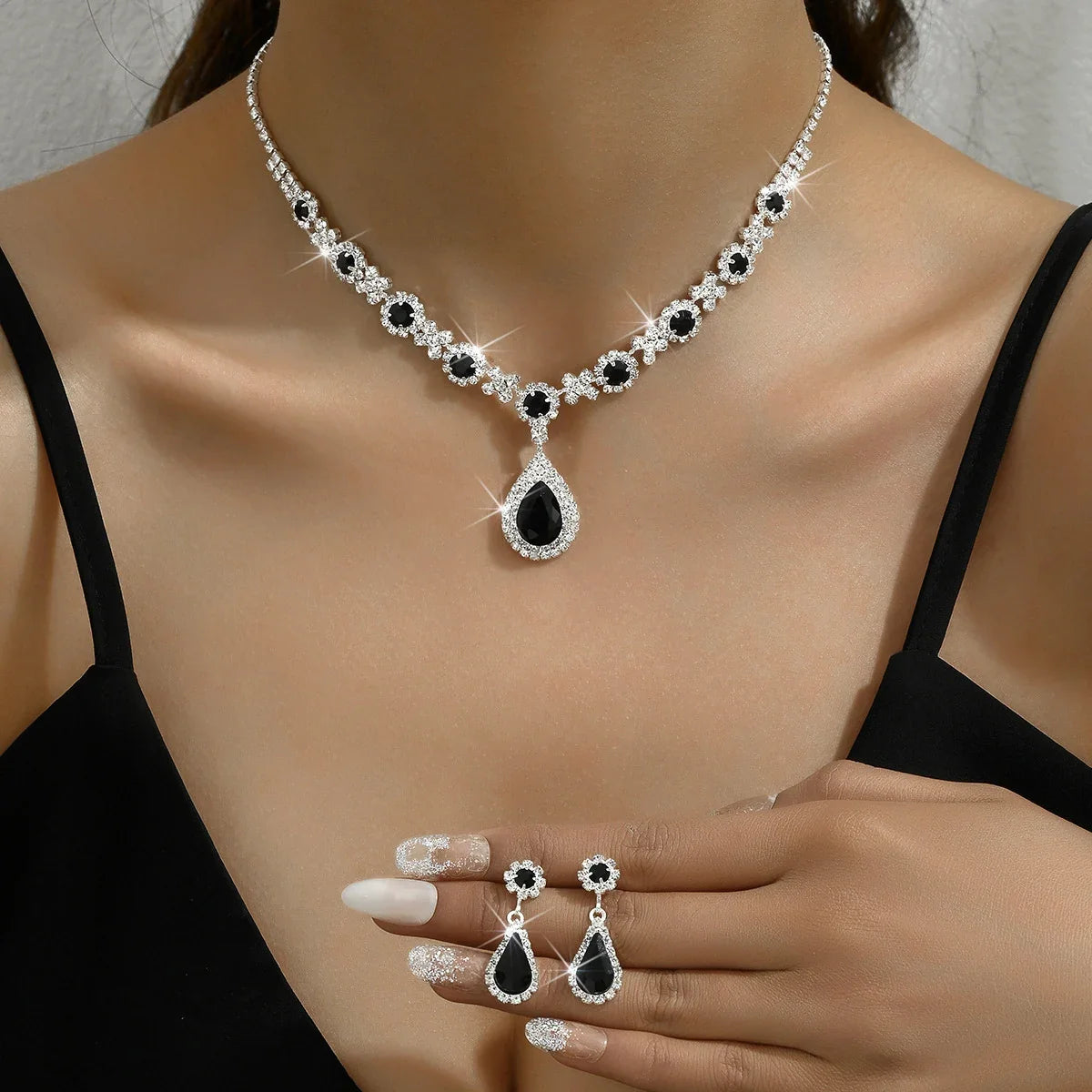 Elegant Sterling Silver Gem Set