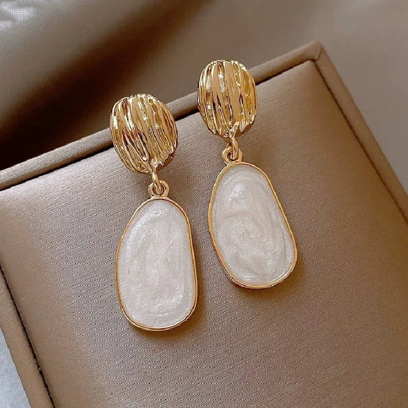 Isola Textured Oval Drop Earrings