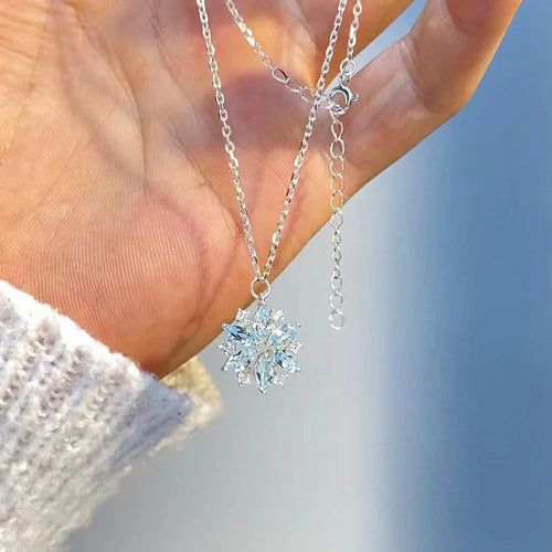 Astraea Radiant Blue Crystal Snowflake Necklace