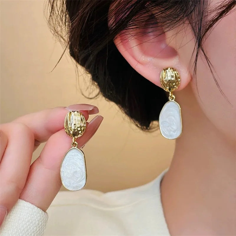 Isola Textured Oval Drop Earrings