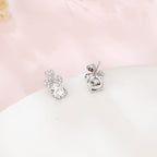 925 Sterling Silver Elegant Floral Moissanite Stud Earrings In Silver