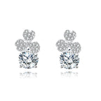 925 Sterling Silver Elegant Floral Moissanite Stud Earrings In Silver