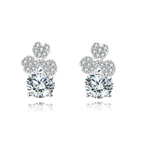 925 Sterling Silver Elegant Floral Moissanite Stud Earrings In Silver