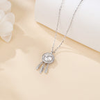 925 Sterling Silver Elegant Moissanite Feather Charm Necklace In Sterling Silver