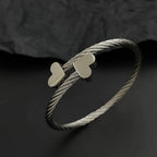 Modern Twisted Wire Heart Bangle