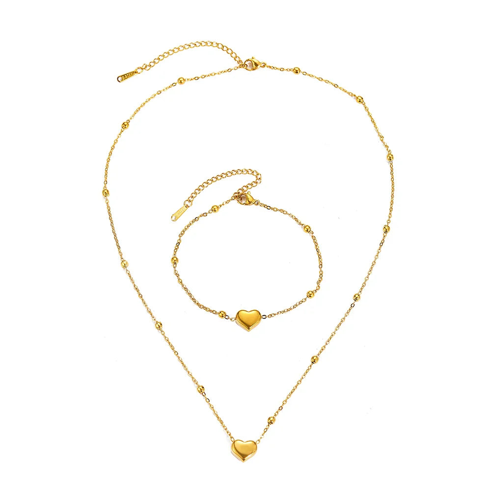 Dainty Heart Pendant Jewelry Set