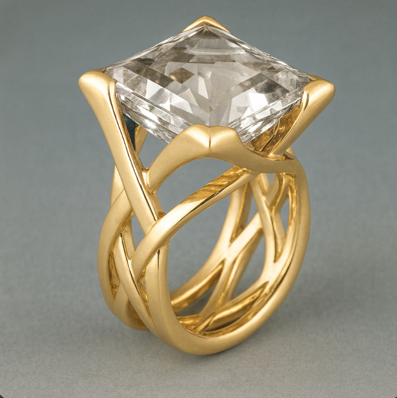 Vintage Golden Clear Stone Zirconia Ring