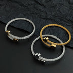 Modern Twisted Wire Heart Bangle