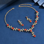 Botanical Flower Necklace & Dangle Earrings