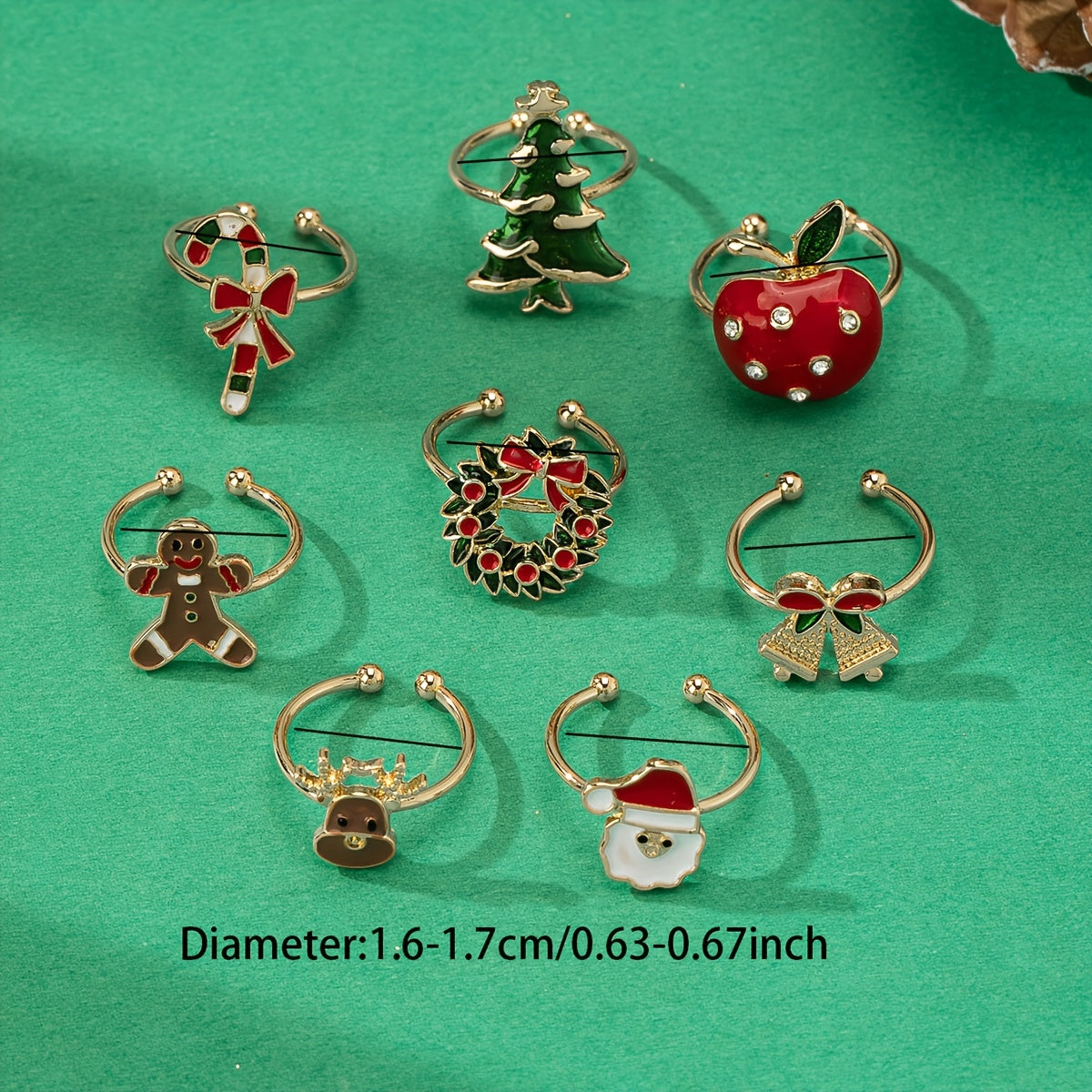 8pcs Christmas Ring Set