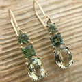 Regal Emerald-Tone Three-Stone Dangles