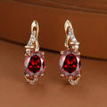Crimson Red Gemstone Drop Earrings