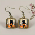 Salem Harvest Black Cat & Pumpkin Earrings
