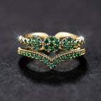 Veena - Emerald Green Crown Ring