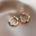 Multi-Color Enamel Hoop Earrings